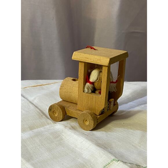 Wooden Christmas Tree Ornament Natural wood train engine - Picture 2 of 10